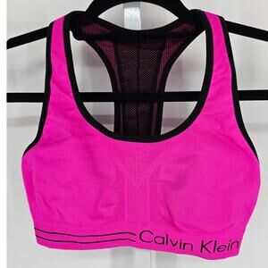 Calvin Klein Performance Womens Sz M High Impact Sports Bra Neon Pink Racerback